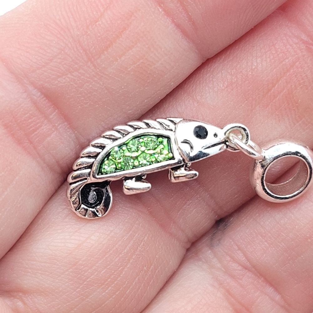 5/$21 ❤ Silver and Green Iguana Charm for Pandora Bracelets